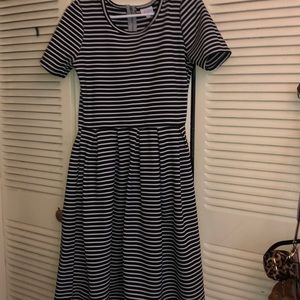 White and black striped Lularoe Amelia